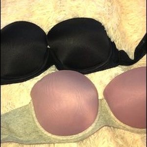 victoria's secret strapless bra set-- pushup